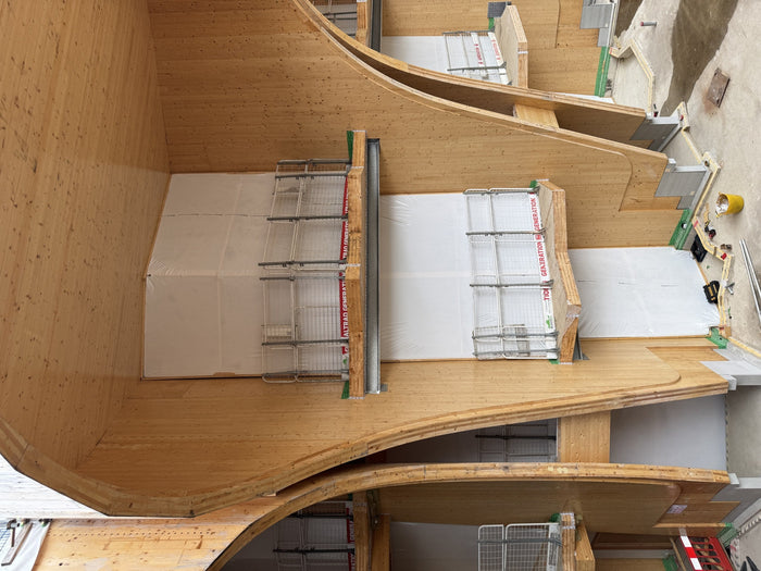 Screening 81 Openings Inside a Curved CLT Structure, Surrey