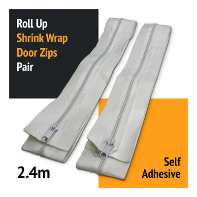 2.4m Long Self Adhesive Shrink Wrap Door Zips (Pack of 15)