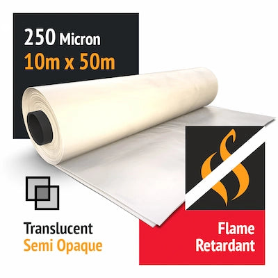 Flame Retardant Shrink Wrap Film 250 Micron 10m x 50m - Construction & Industrial