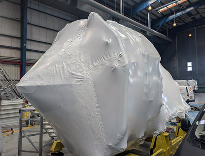Aircraft engine shrink wrapped with Rhino Shrink Wrap 4m film
