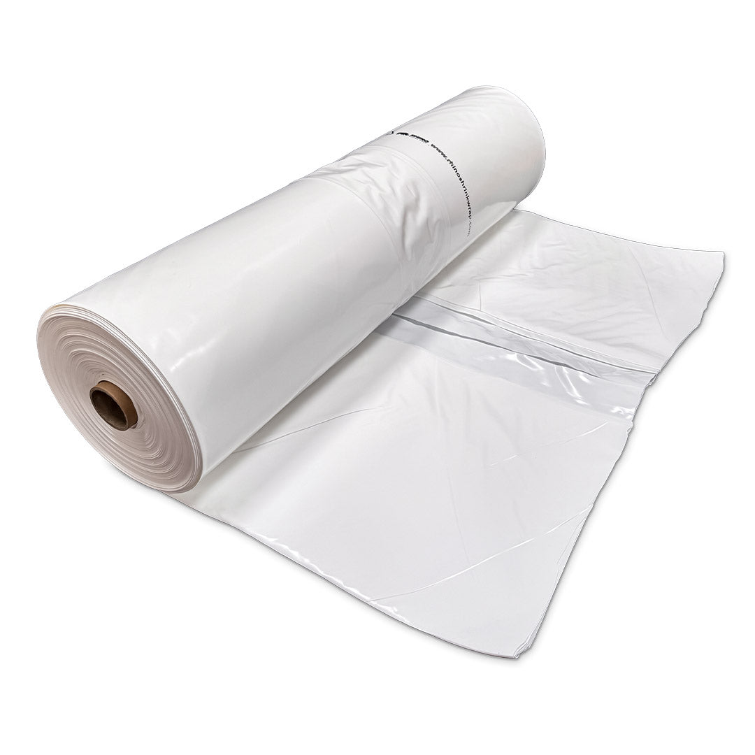 Rhino 200 micron shrink wrap film roll 10m x 50m partially unrolled