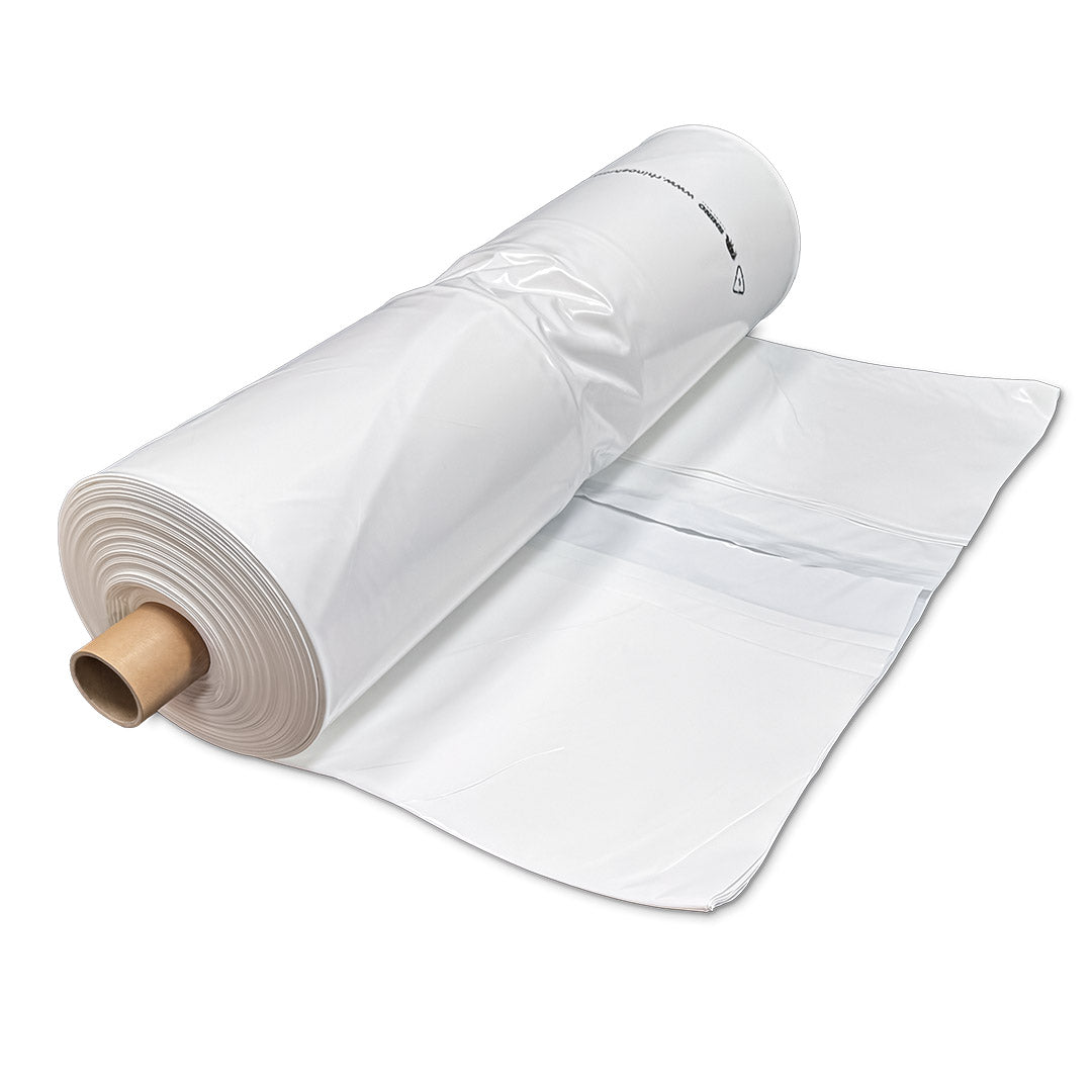Rhino 200 micron shrink wrap film roll 6m x 50m partially unrolled