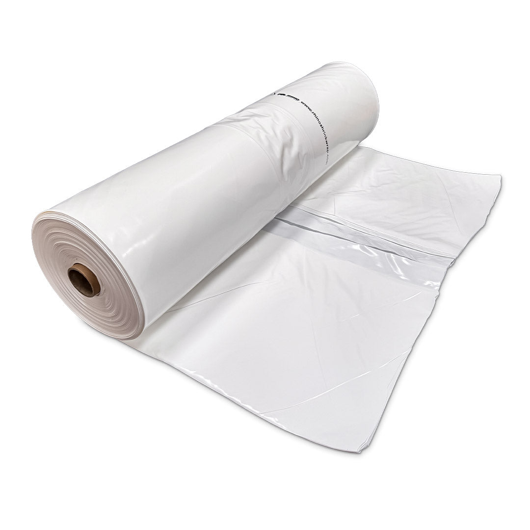 Rhino 250 micron shrink wrap film roll 10m x 50m partially unrolled