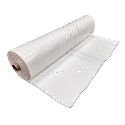 Rhino 250 micron shrink wrap film roll 12m x 50m partially unrolled