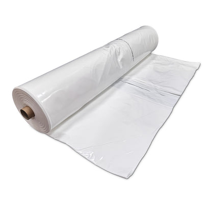 Rhino 250 micron shrink wrap film roll 14m x 50m partially unrolled