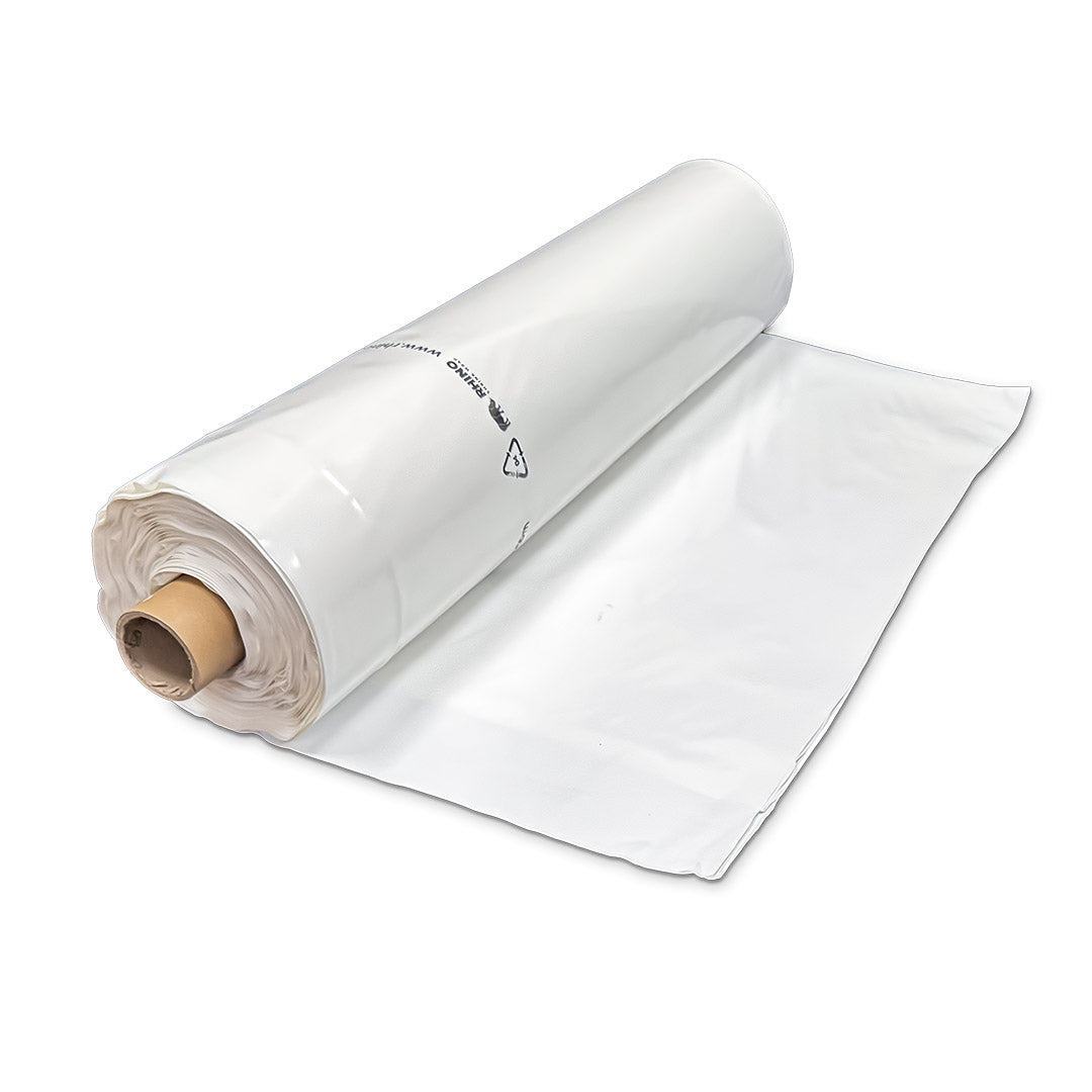 Rhino 250 micron shrink wrap film roll 4m x 50m partially unrolled