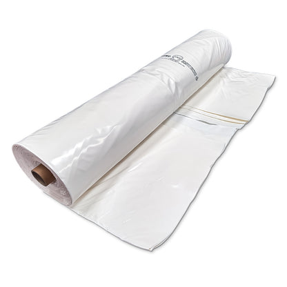 Rhino 300 micron shrink wrap film roll 12m x 25m partially unrolled